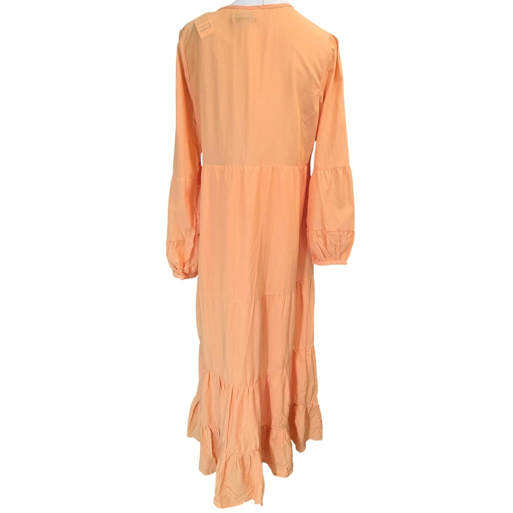 Urban Outfitters Tiered Maxi Dress Womens L Apricot Orange New Button Front Boho - Picture 6 of 8